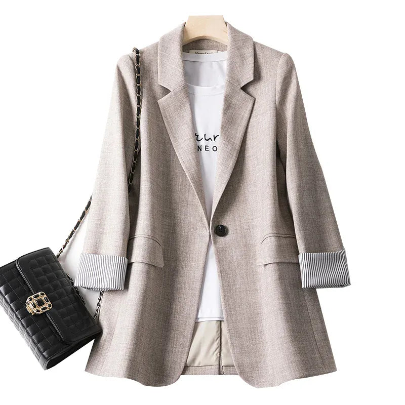 T-line Beige / 4XL Long Sleeve  Blazer,  Plaid Suits Women,   Woman Jacket (2 weeks delivery)