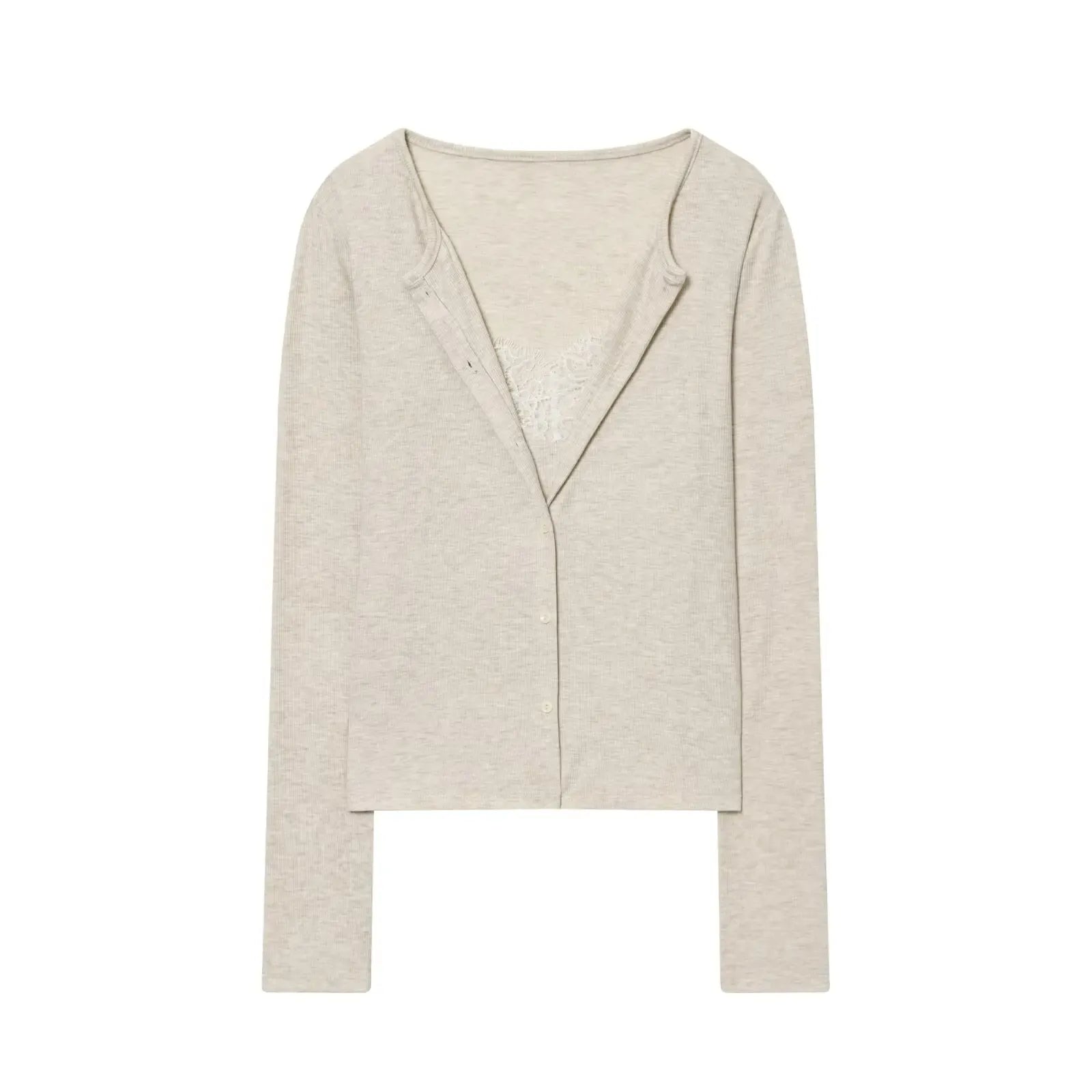 T-line Beige / M MUJER Lace Cropped Jacket Women Tops Vintage Knit Demi-season Jackets for Women Button up Women's Coats Office Knitted Cardigan