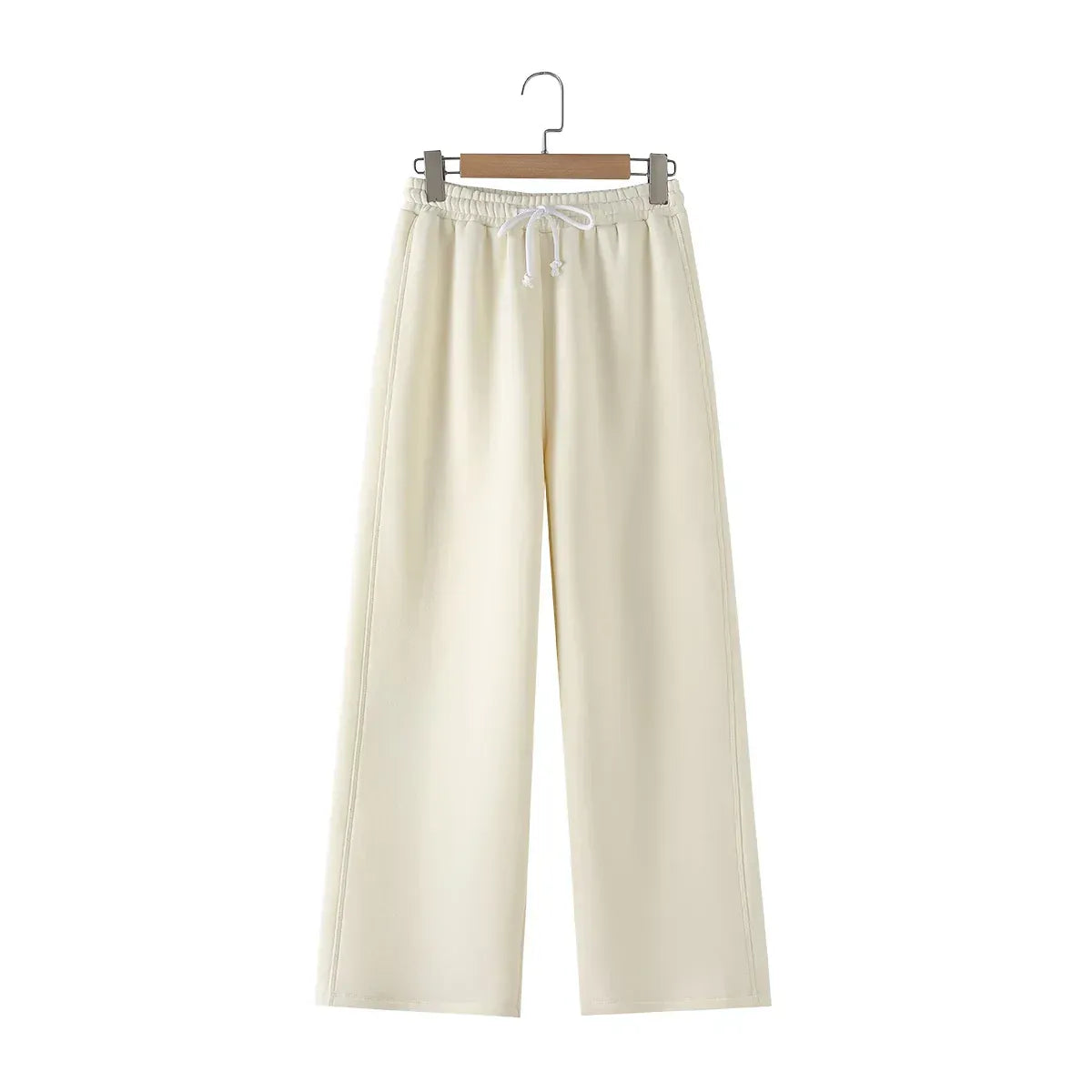 T-line Beige Pant / S Sweatshirt Pant Suit , Long Sleeve Hooded Fleece , Straight pants (5 - 10  work days free delivery)