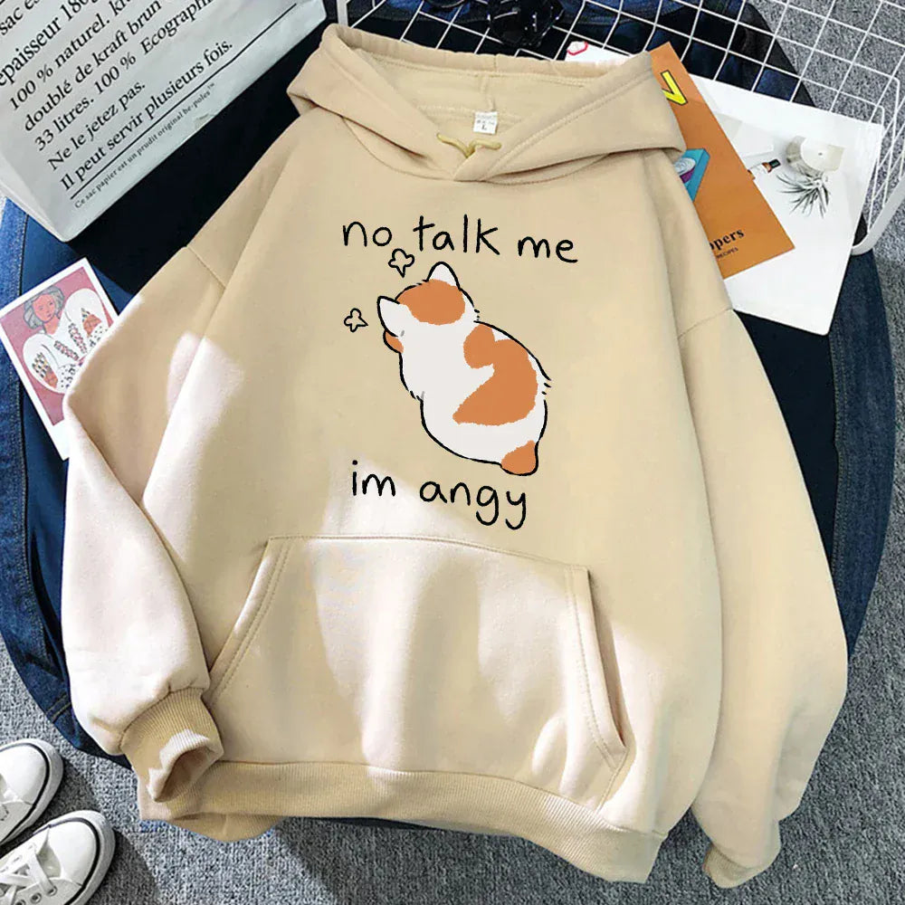 T-line Beige / S Cute  Women Hoodies, Soft pullover (2 weeks delivery)