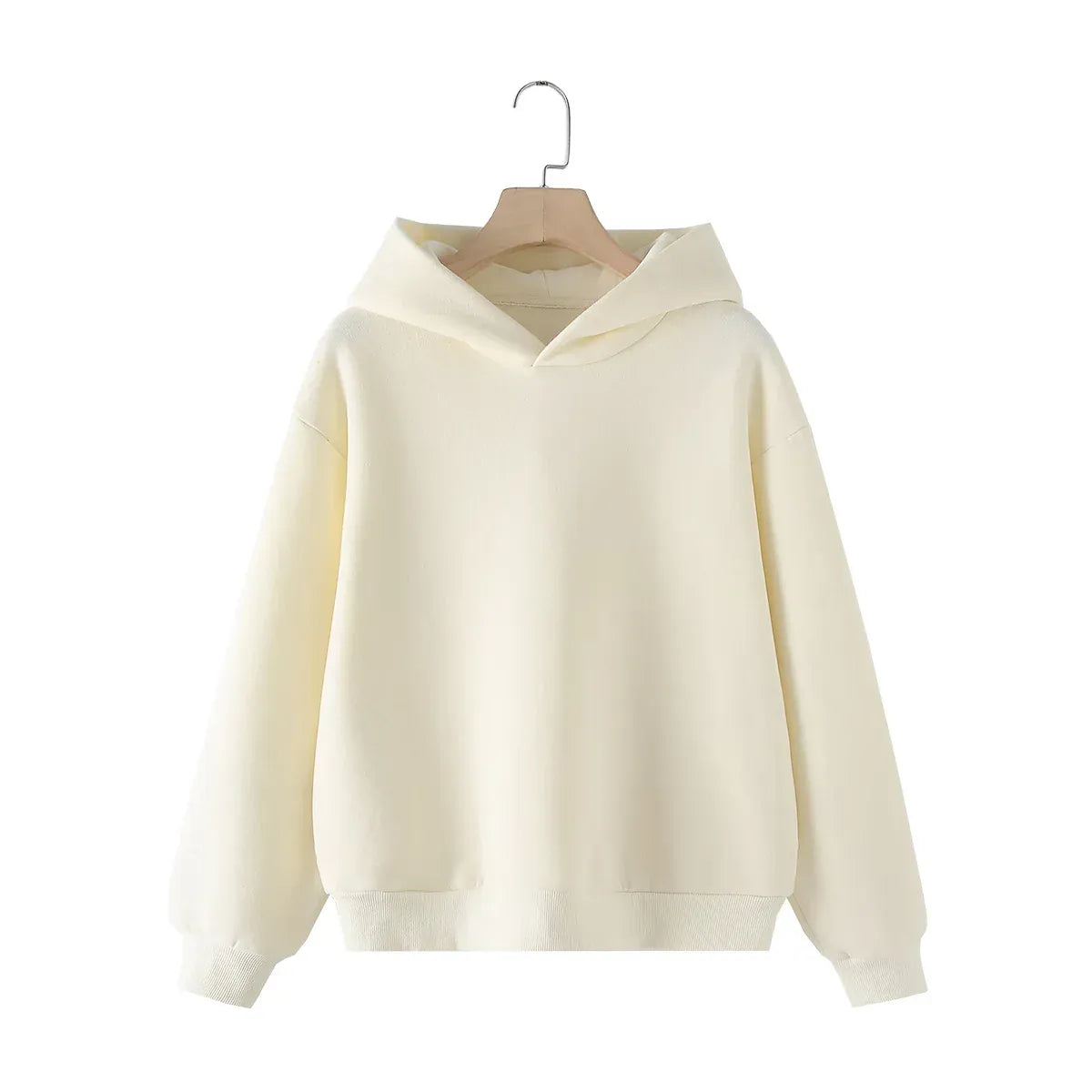 T-line Beige Top / S Sweatshirt Pant Suit , Long Sleeve Hooded Fleece , Straight pants (5 - 10  work days free delivery)