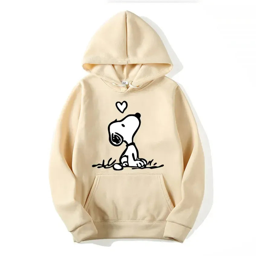 T-line Beige / XS Cartoon Comics Snoopy Hoodie Women , Pullover  Autumn Sweatshirt (2 weeks delivery)