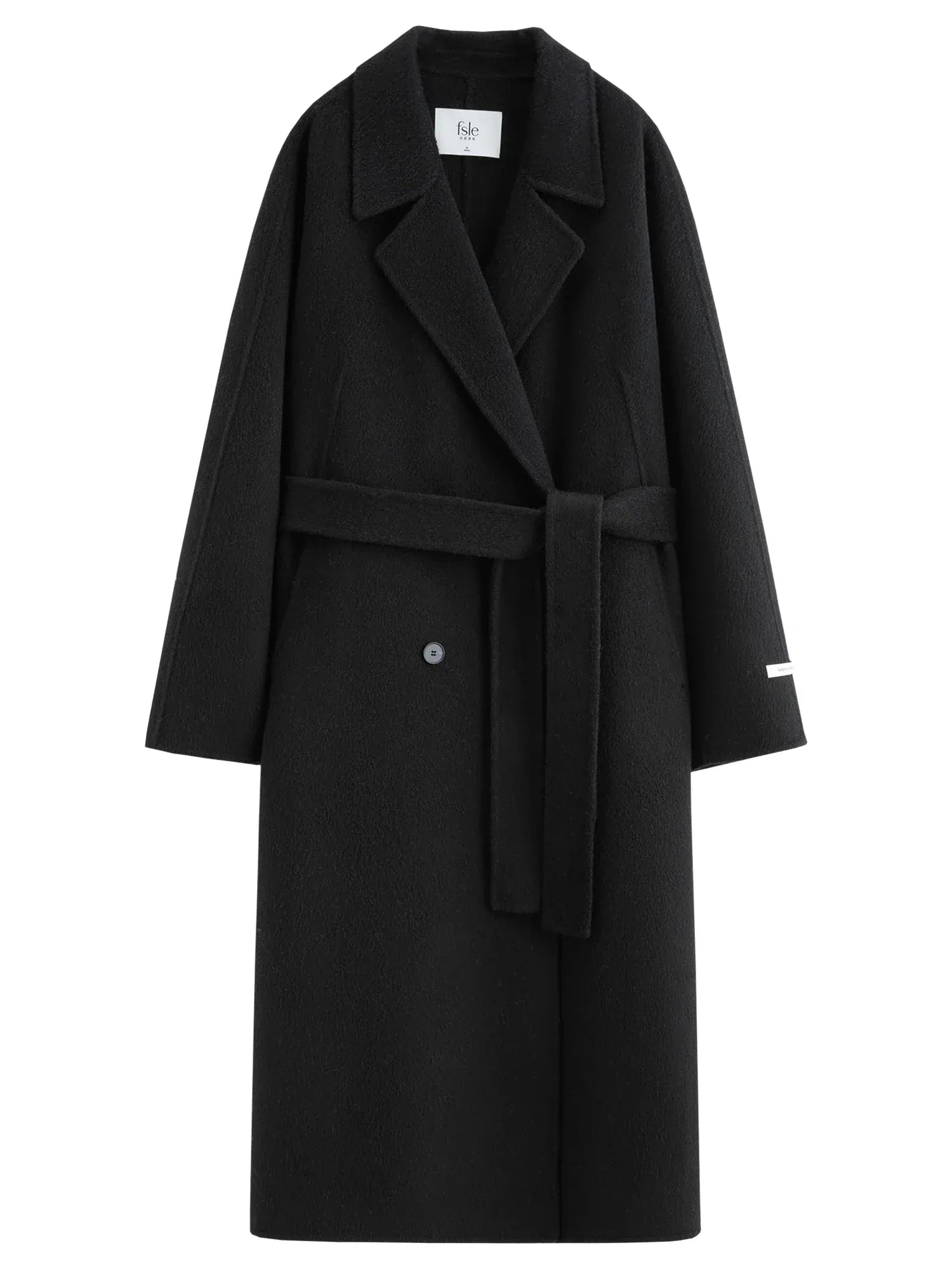 T-line Black / M Elegant Double Breasted Camel Hair Wool Blend Double Sided Overcoat Women , Winter Warm Long Coat Classic Outerwear(2 weeks delivery)