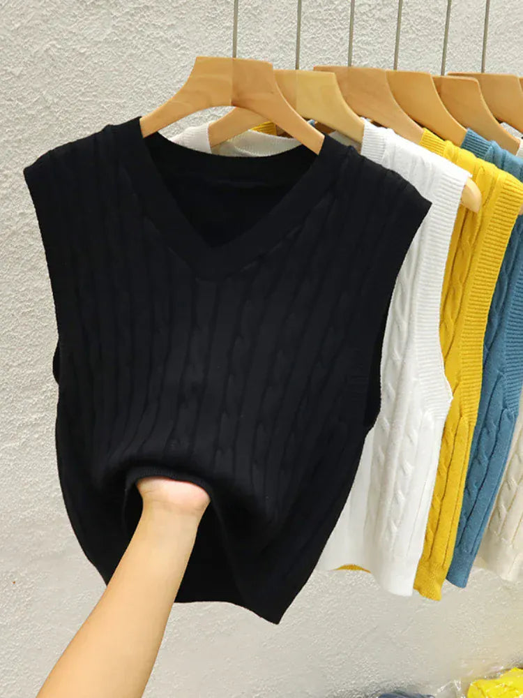 T-line Black / One Size Basic  Striped Chain Elasticity Vests Women,  Autumn Winter Wild Crop Short Tops(2 weeks delivery)