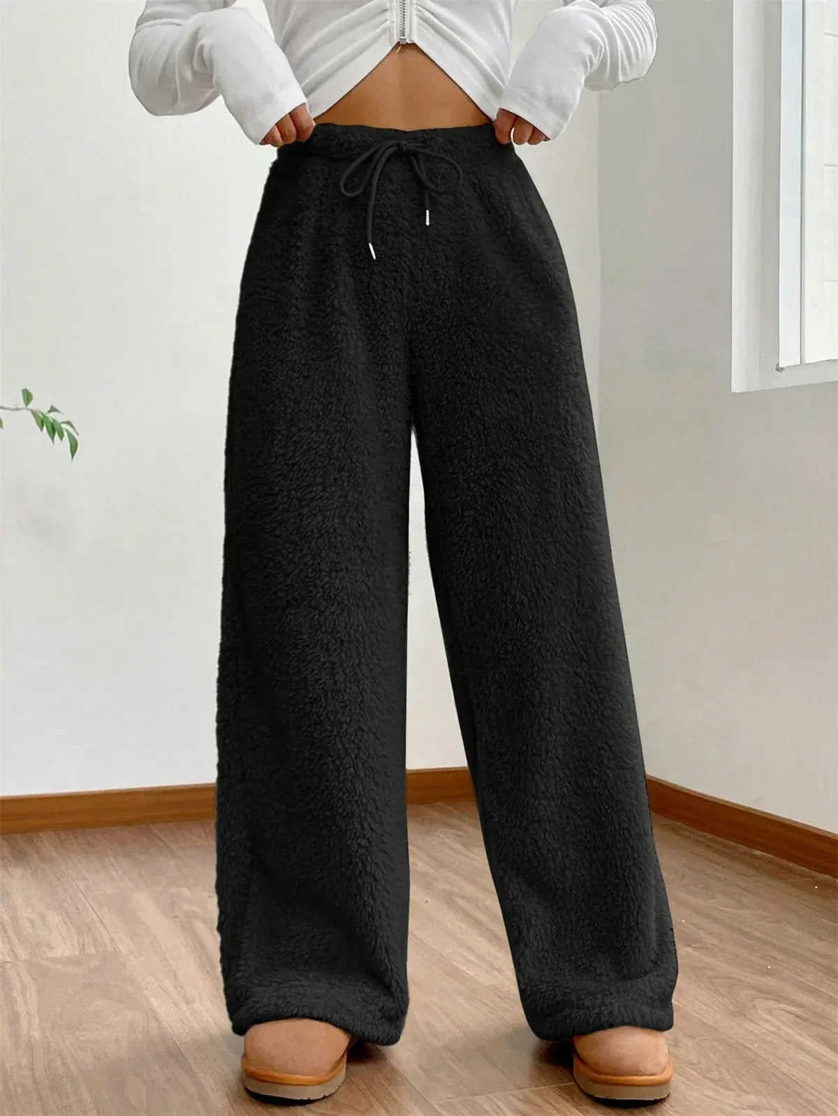 T-line Black / S Autumn / Winter Pant, High Wasit,  Warm Pants, Straight Trousers,  (2 weeks delivery)