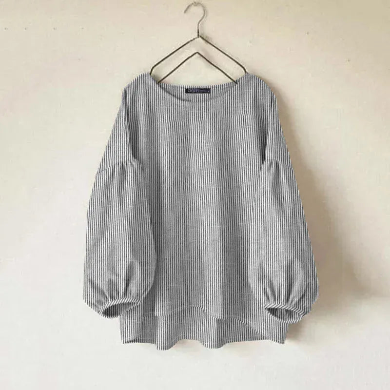 T-line Black / S Blouse Women , O Neck, Long Sleeve,  Shirt  Tops (2 weeks delivery)