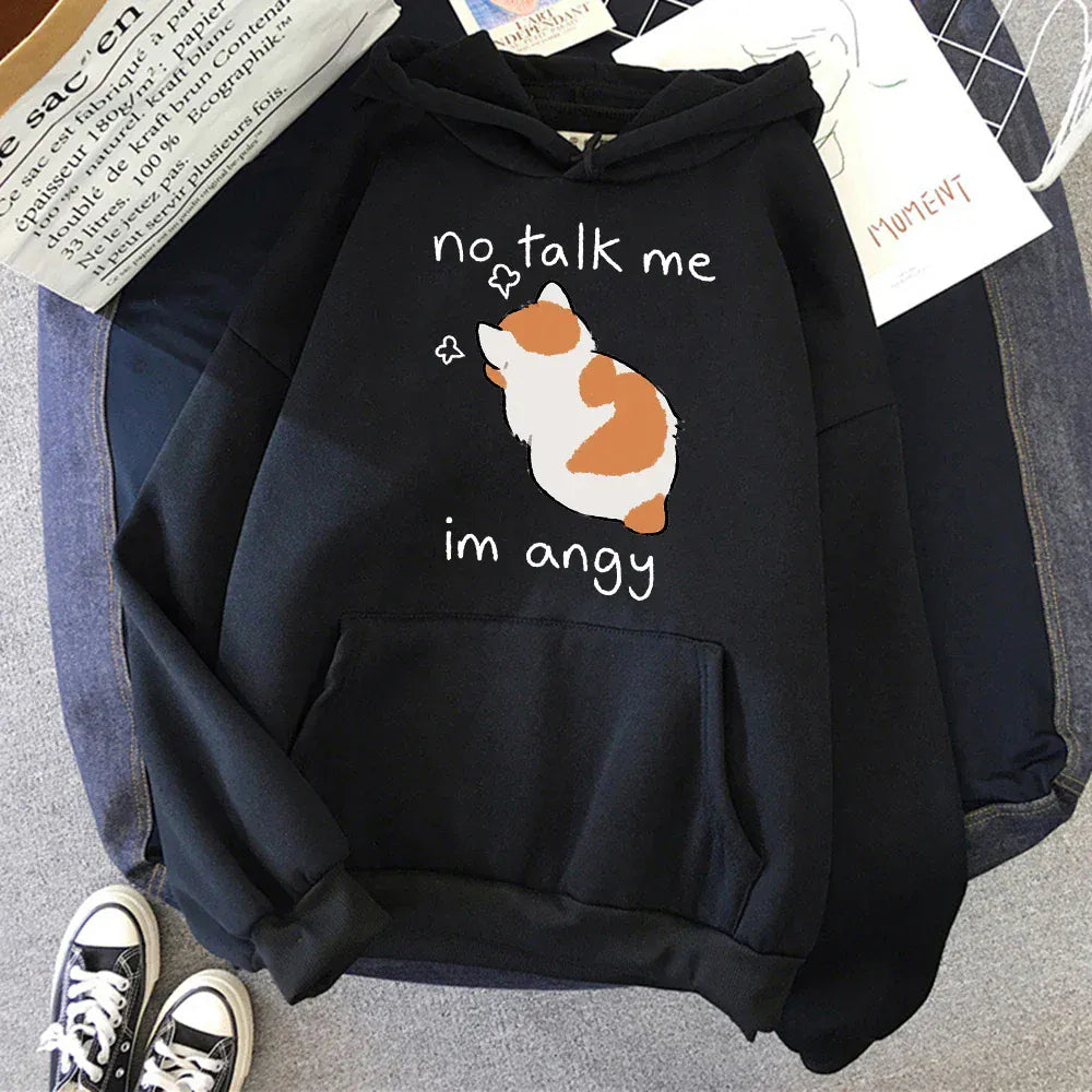 T-line Black / S Cute  Women Hoodies, Soft pullover (2 weeks delivery)