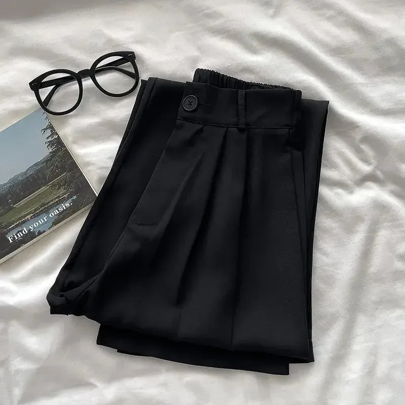 T-line Black / S High Waist, Trousers, Female, Fall / Summer,  Casual  Suit Pants, Solid Color, trouser  (2 weeks delivery)