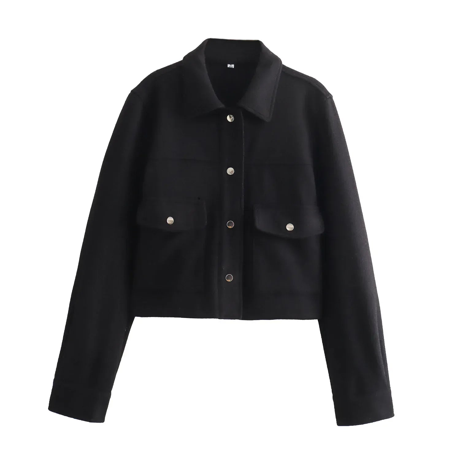 T-line Black / S Jackets  Women Autumn / winter,  Front Pockets, Button, Long Sleeve Jacket  Coat (2 weeks delivery)