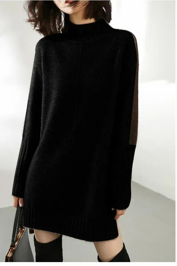T-line Black / S Knitted, Sweater, Women Pullovers, Dress, Autumn / Winter Warm Thick Jumpers, Wool Knit (2 weeks delivery)