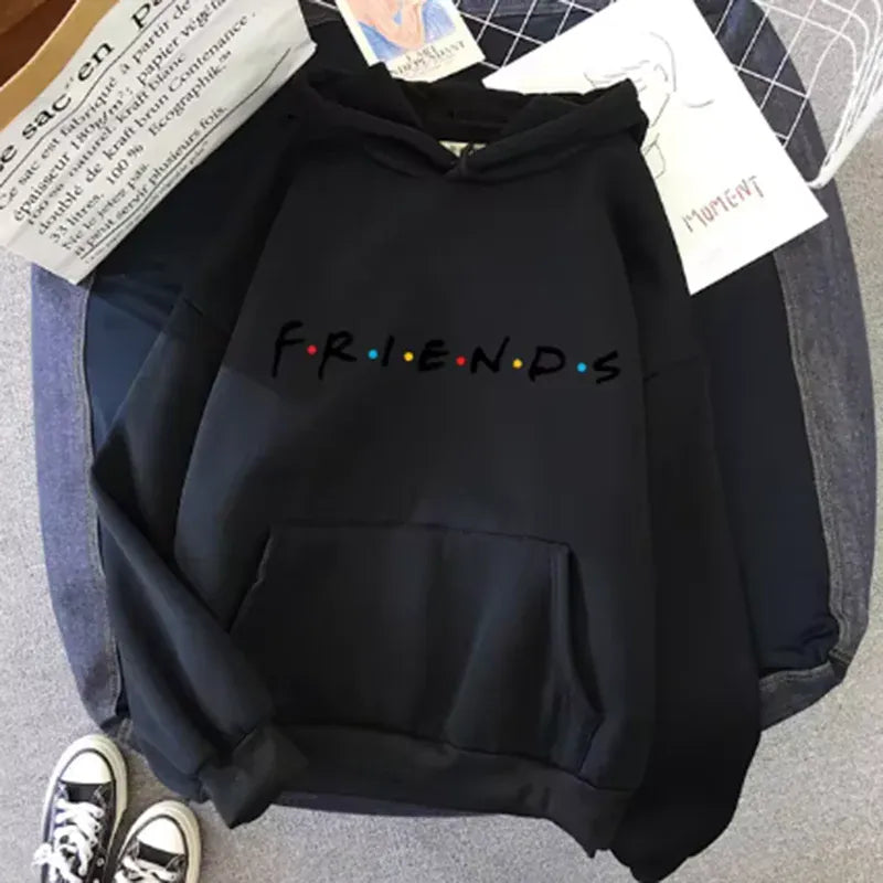 T-line Black / S Women Friends  Hoodie, Long Sleeve Pullover,  Solid Color Female hoodies (2 weeks delivery)