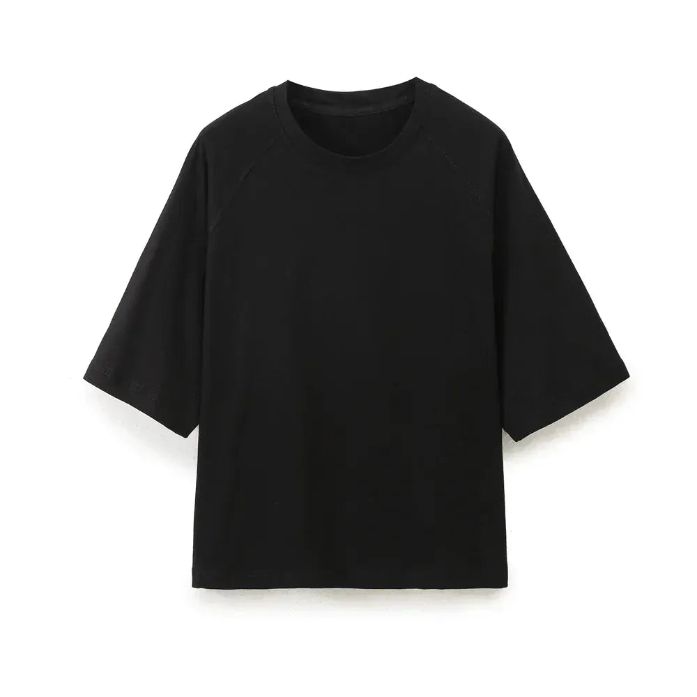 T-line Black Top / S Summer Women Casual T Shirt Pant Sets,   Short Sleeve T-Shirt + Drawstring Loose Trousers pant , Suit (2 weeks delivery)