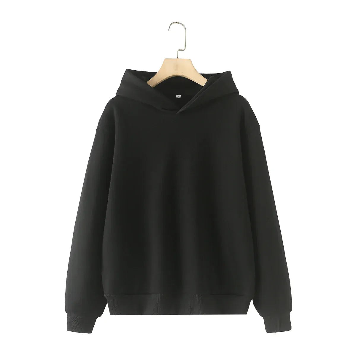 T-line Black Top / S Sweatshirt Pant Suit , Long Sleeve Hooded Fleece , Straight pants (5 - 10  work days free delivery)