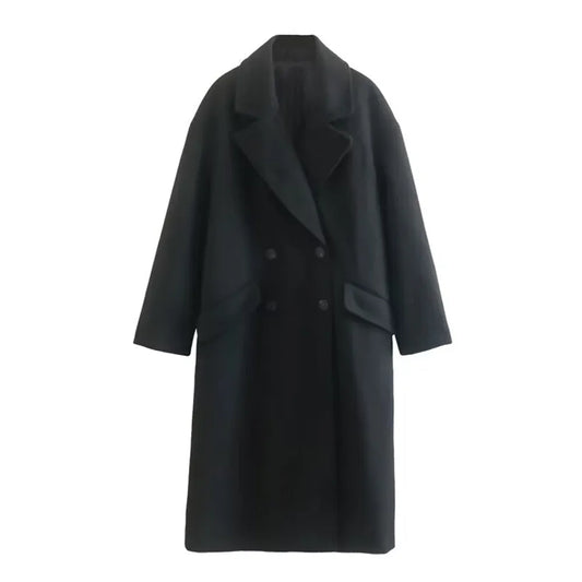 T-line Black / XS autumn  women's   niche temperament western-style long woolen coat , Jacket(2 weeks delivery)