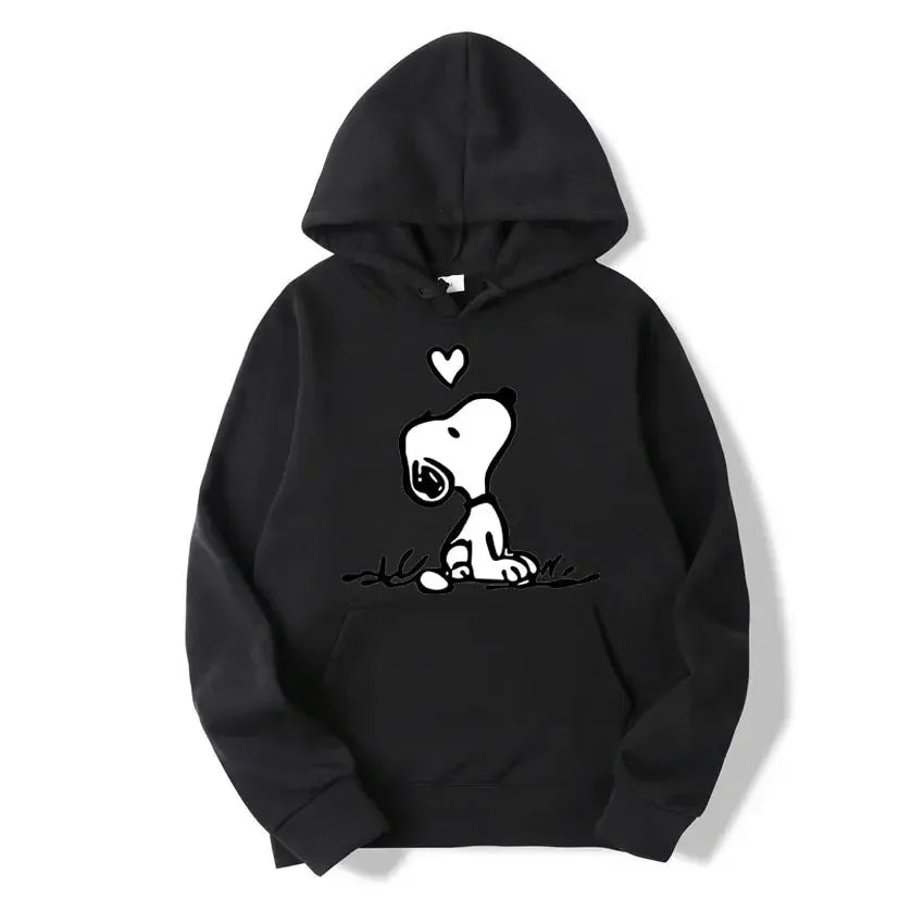 T-line Black / XS Cartoon Comics Snoopy Hoodie Women , Pullover  Autumn Sweatshirt (2 weeks delivery)