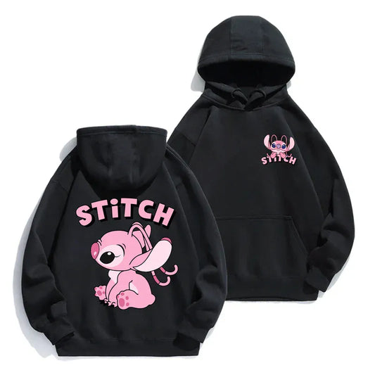 T-line Black / XS Stitch Hoodie Autumn/Winter , Cartoon Anime Hoodie pullover (2 weeks delivery)