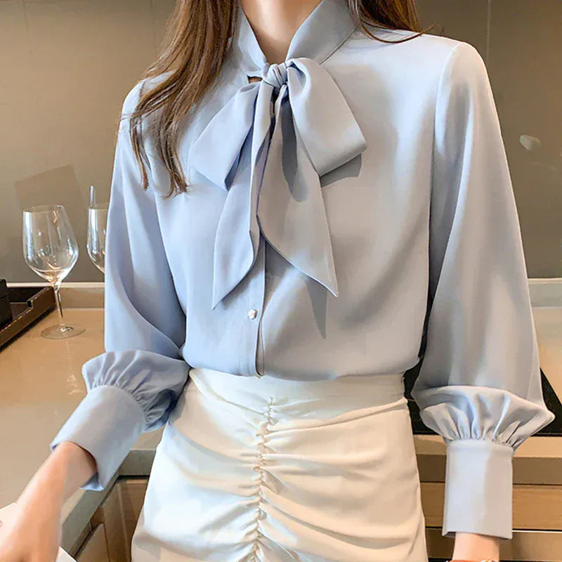 T-line Blue / S Shirt Women, Blouse, long arm, solid color, Casual Tops (2 weeks delivery)