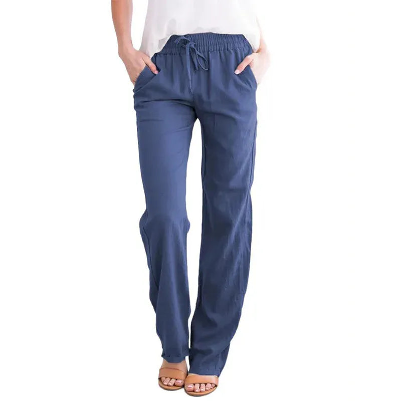 T-line Blue / S Spring/Summer Women's  Solid Cotton  Loose Wide Leg Pants / trouser  (2 weeks delivery)