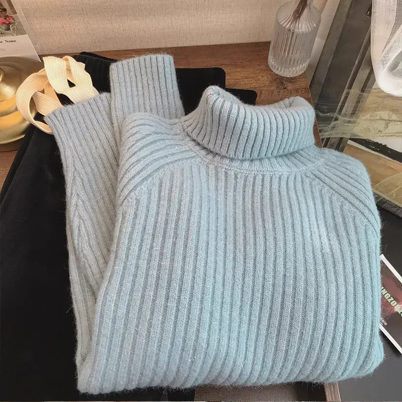 T-line Blue / S Warm, Sweater for Women, Autumn / Winter,  Long Sleeves , Pullover(2 weeks delivery)