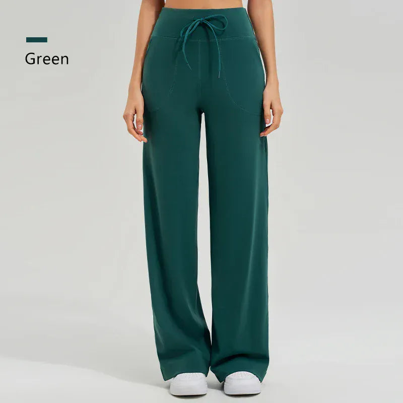 T-line Blue / S Women's High Waist Yoga Pants, Gym, Loose Running, Yoga Pants , Pockets Pants,  Ties (2 weeks delivery)