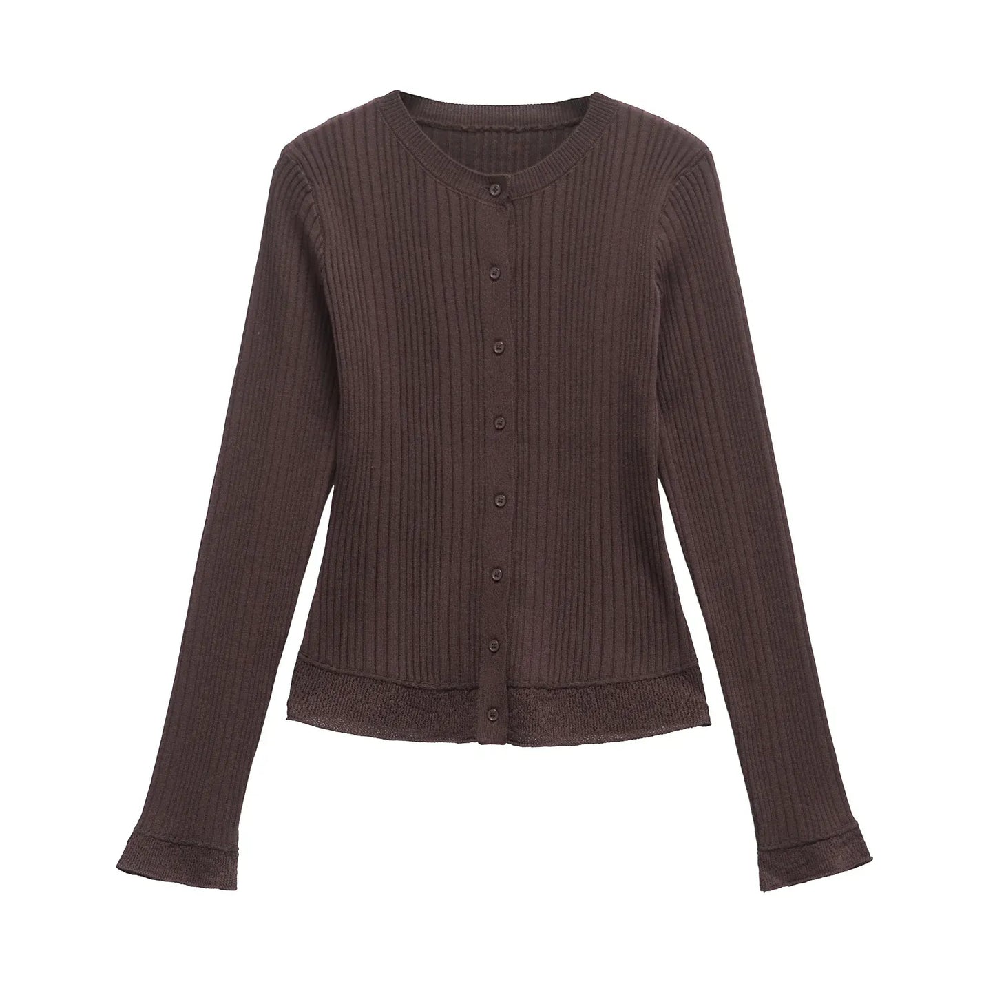 T-line Brown / S Women Spring Cardigan, Women Knitted O-Neck Single Breasted Pullovers Sweaters  ( 2 weeks delivery)