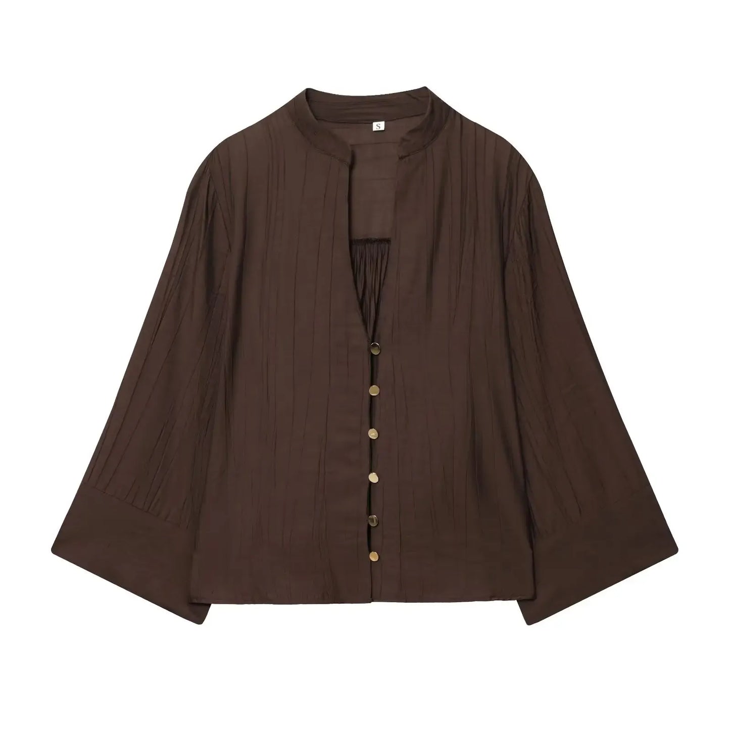 T-line Brown Tops / XS Wide Leg Pants, Long Sleeve V neck Shirt,  wide pant, Sets For Women,  2 Pieces suit  Woman  (2 weeks delivery)