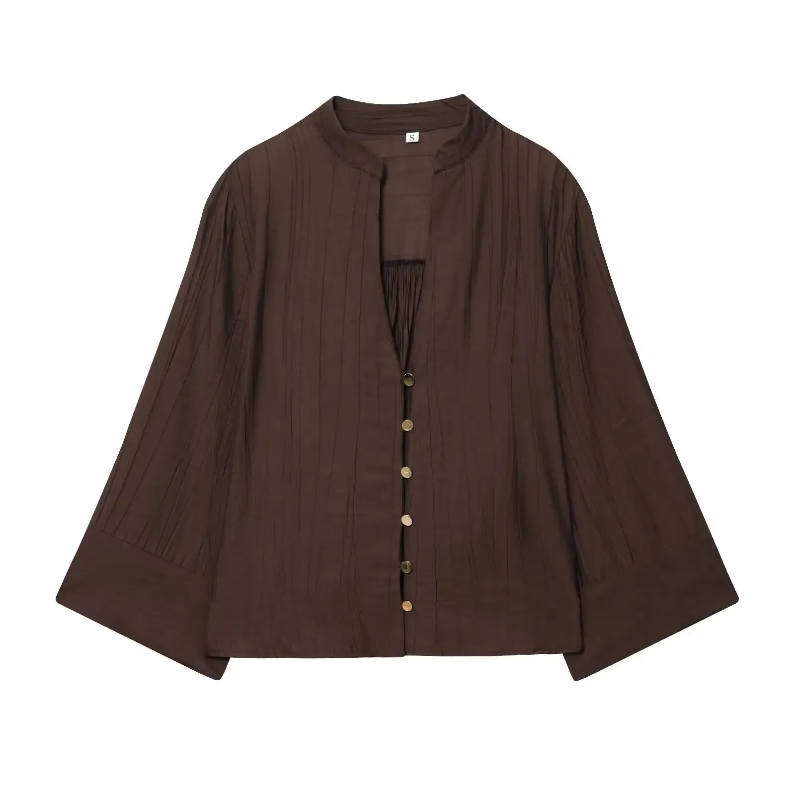 T-line Brown Tops / XS Wide Leg Pants, Long Sleeve V neck Shirt,  wide pant, Sets For Women,  2 Pieces suit  Woman  (2 weeks delivery)