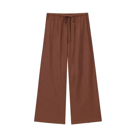 T-line Brown / XS Baggy Pants Woman, High Waist Pants for Women, Summer, Wide Leg Pants, for Women Casual Women's trouser (2 weeks delivery)