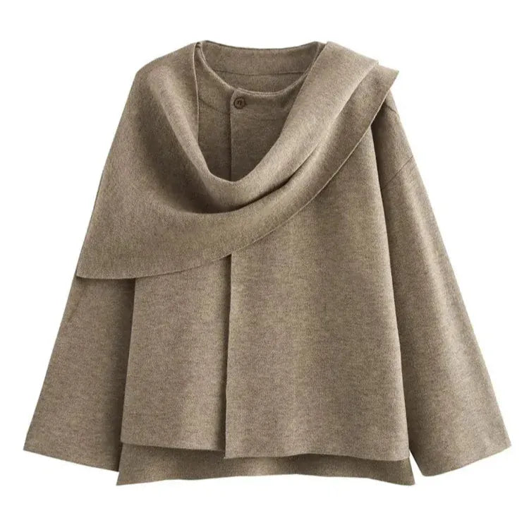 T-line Camel / S Women's  Fall and Winter  Casual  Coat Knitted Loose Warm  Jacket (2 weeks delivery)