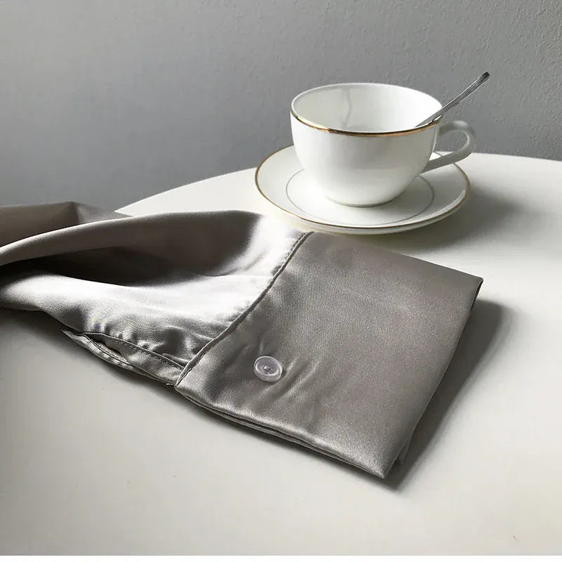 T-line Casual, Button, Silk, Tops,  Satin, Loose, Women Shirt,  Blouse (2 weeks delivery)