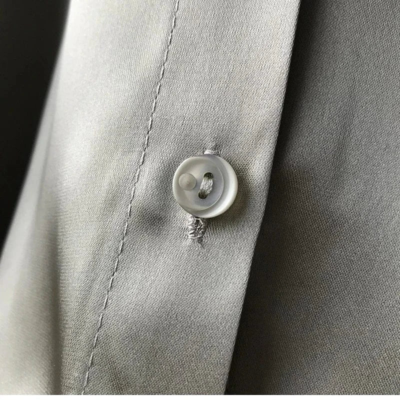 T-line Casual, Button, Silk, Tops,  Satin, Loose, Women Shirt,  Blouse (2 weeks delivery)