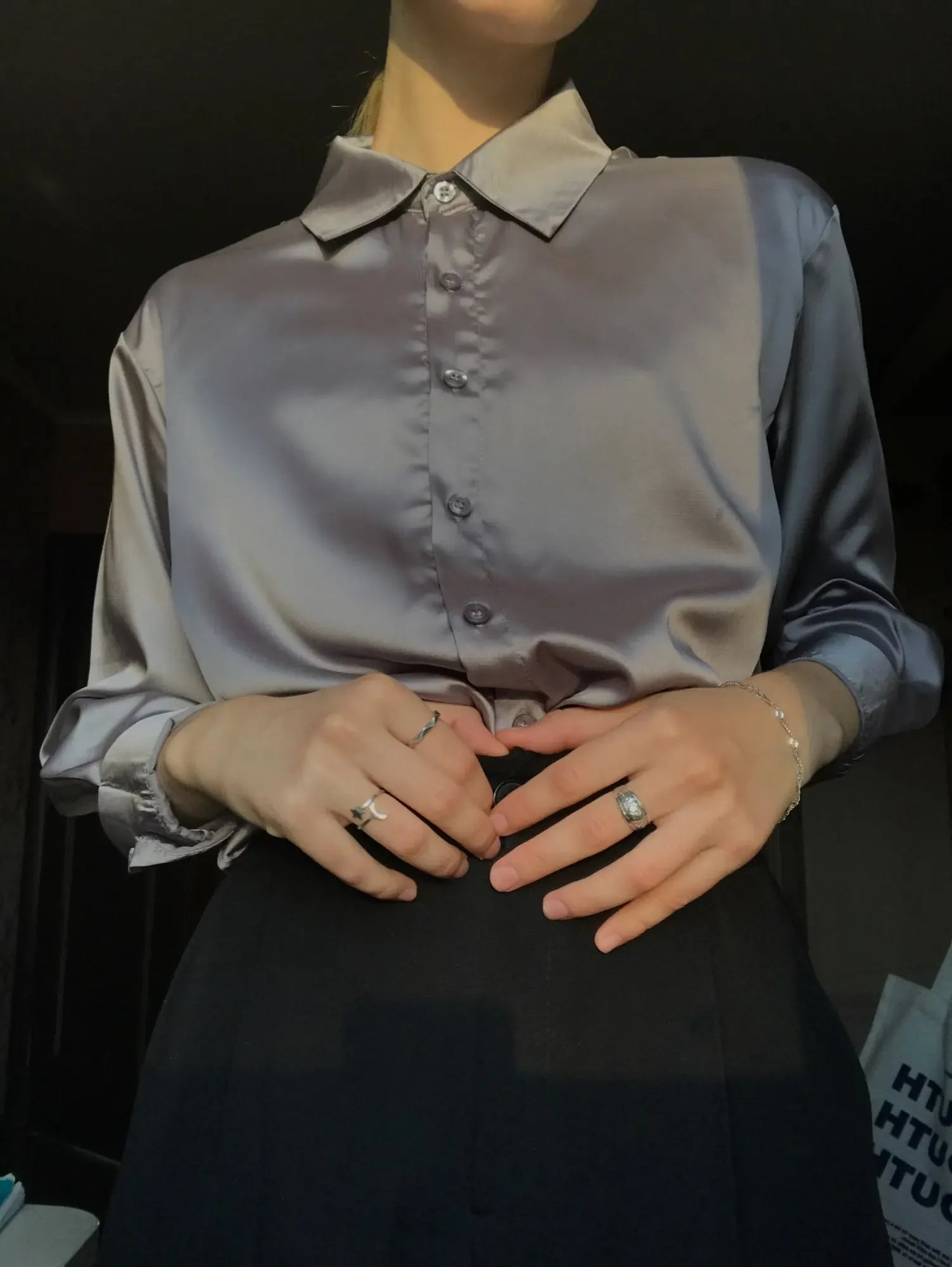 T-line Casual, Button, Silk, Tops,  Satin, Loose, Women Shirt,  Blouse (2 weeks delivery)