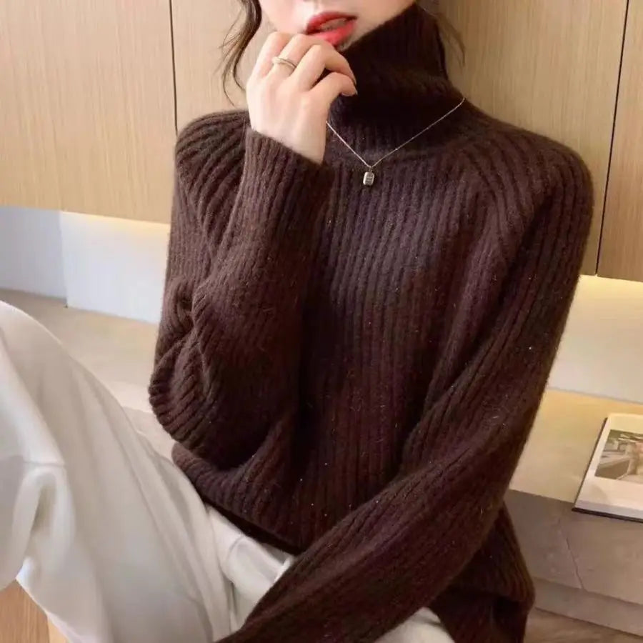 T-line Coffee / S Warm, Sweater for Women, Autumn / Winter,  Long Sleeves , Pullover(2 weeks delivery)