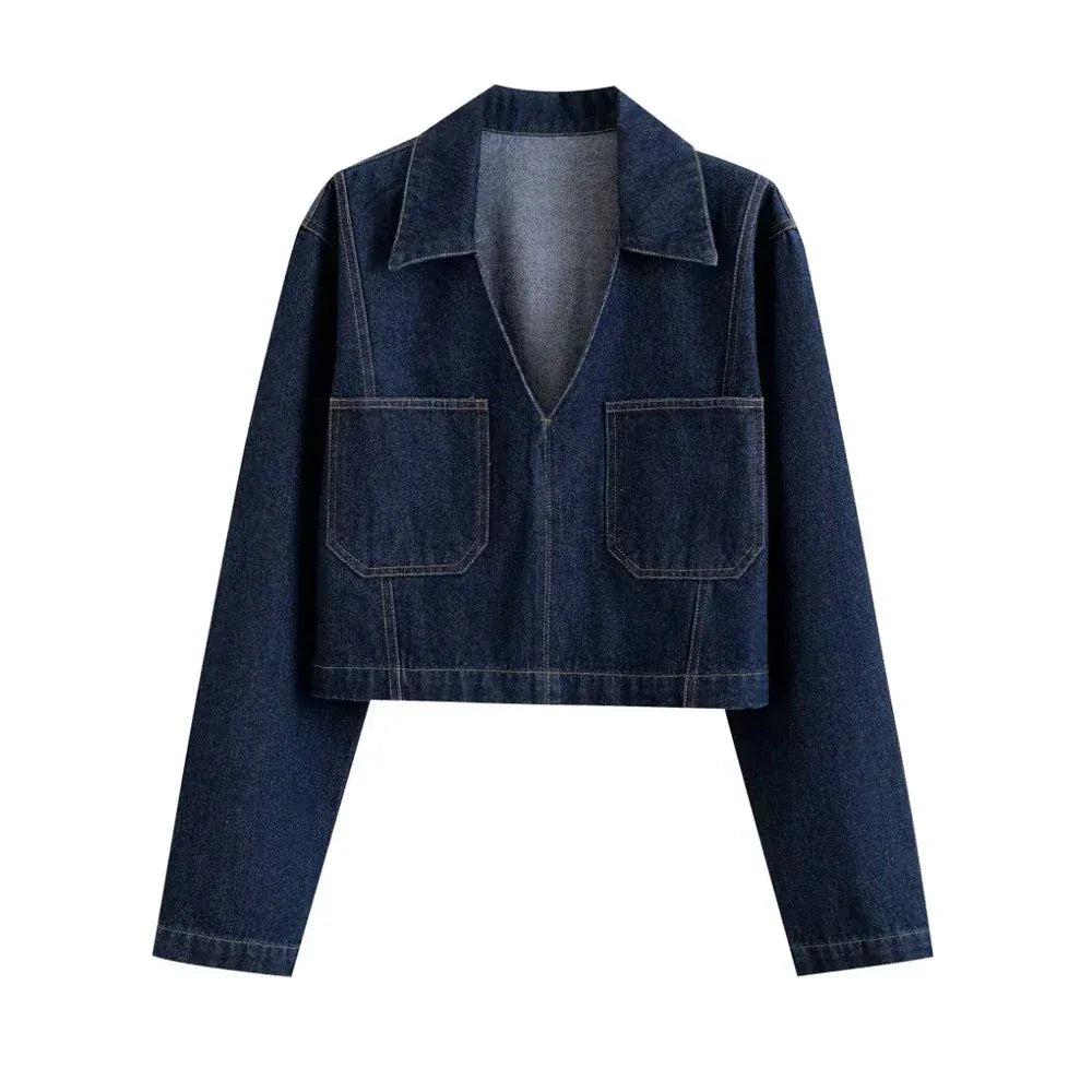 T-line Darck / XS Denim shirt, Pockets for Women, Lapel Collar, Long Sleeve, Blouses , Shirts, jeans (2 weeks delivery)