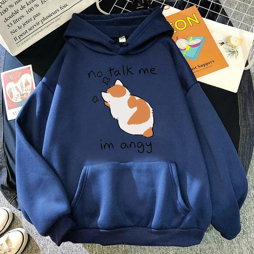 T-line Dark Blue / S Cute  Women Hoodies, Soft pullover (2 weeks delivery)
