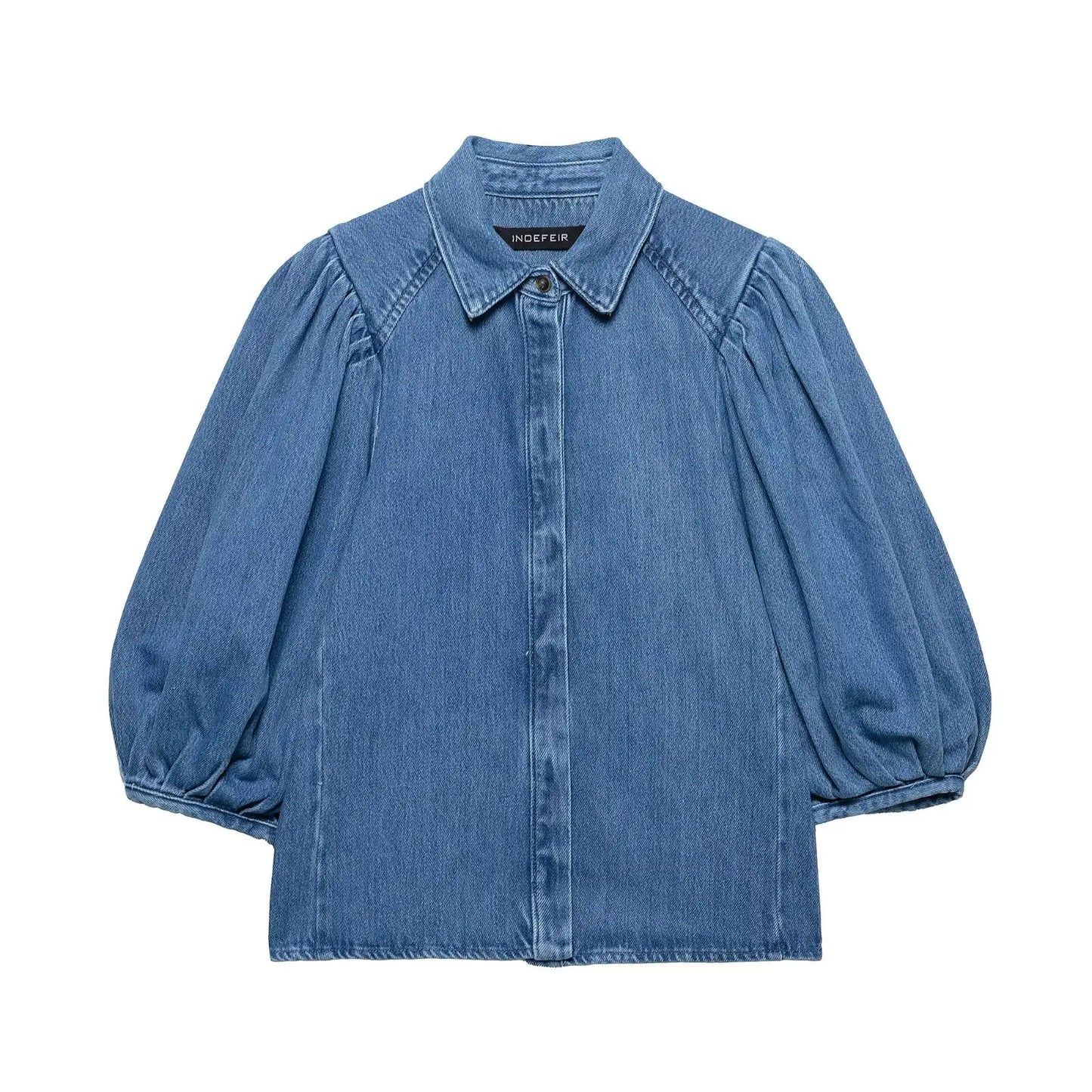T-line Dark Blue / XS Women, Denim, Blouse,  Half Sleeve, Shirt,  Tops (2 weeks delivery)