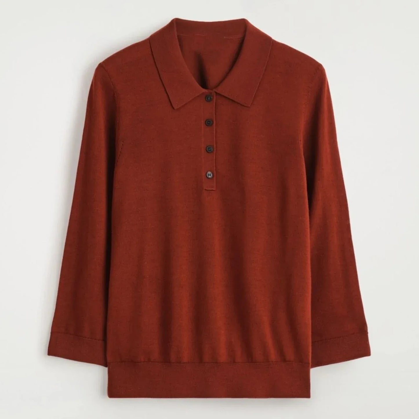 T-line Dark brown / XS women's casual  Polo collar wool, knitted sweater, pullover (2 weeks delivery)