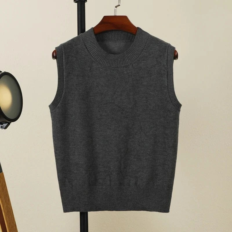 T-line Dark Gray / S / CHINA Tops Female Vest, sleeveless Sweaters Pullover , Women, Warm, Knitted (5 - 10 free delivery)