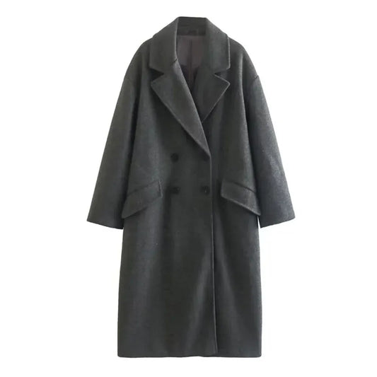 T-line Dark Gray / XS autumn  women's   niche temperament western-style long woolen coat , Jacket(2 weeks delivery)