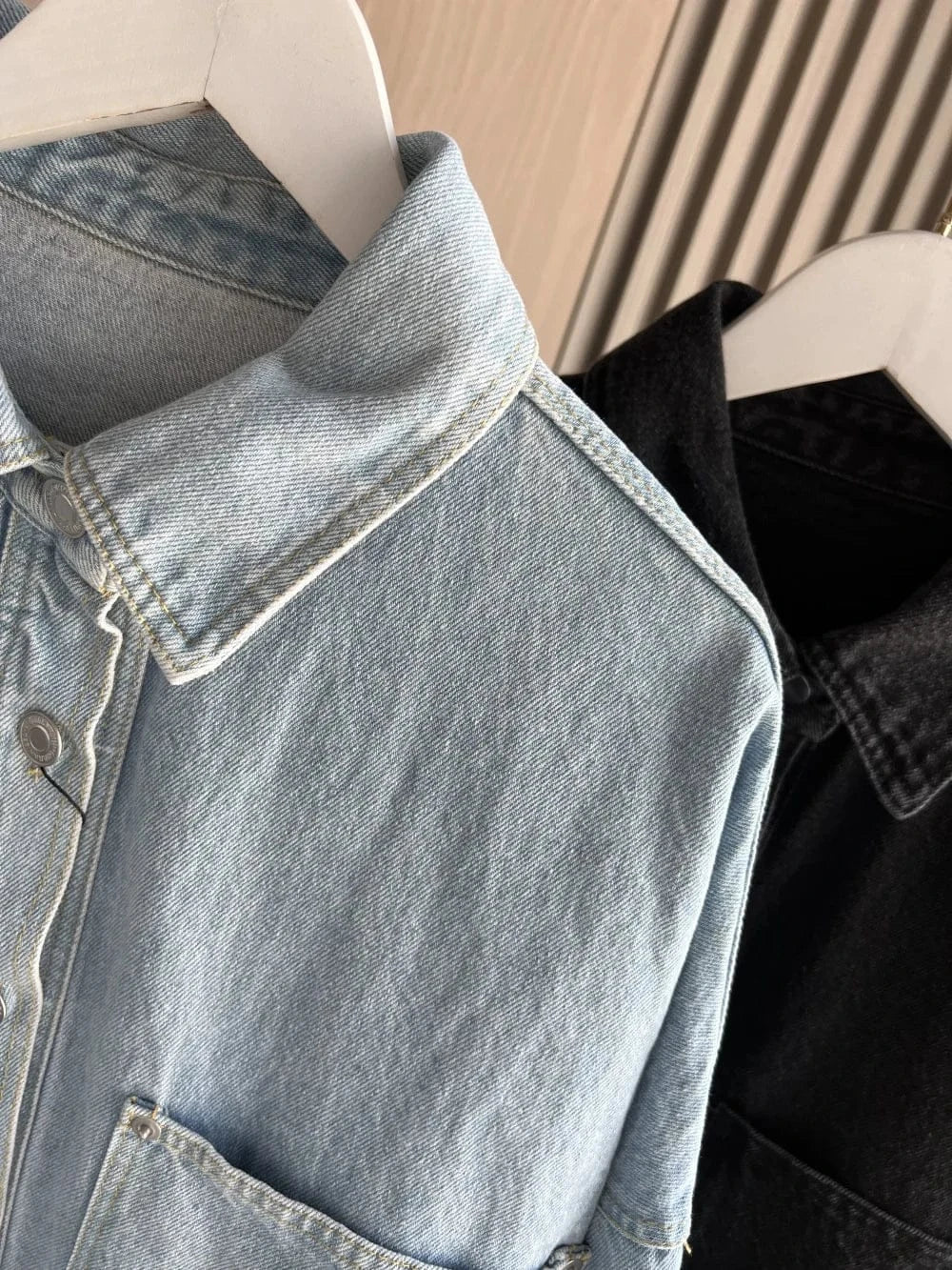T-line Denim Jacket large pockets,  loose,  women's shirt-style denim, summer / autumn /spring  jacket, shirt, jeans (2 weeks delivery)