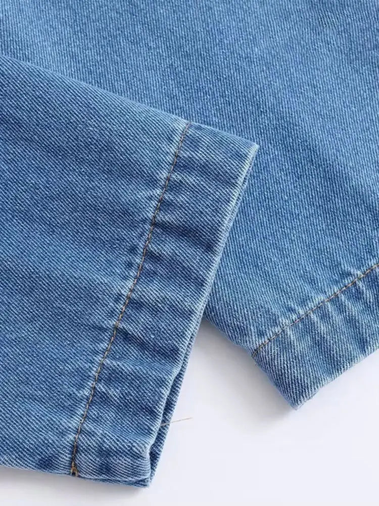 T-line Denim shirt, Pockets for Women, Lapel Collar, Long Sleeve, Blouses , Shirts, jeans (2 weeks delivery)