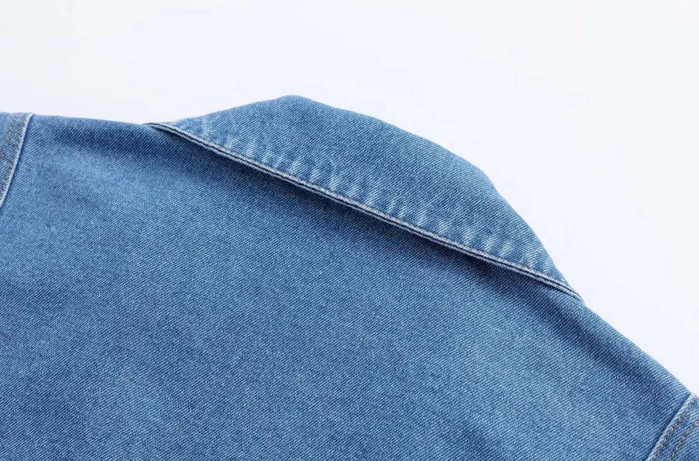 T-line Denim shirt, Pockets for Women, Lapel Collar, Long Sleeve, Blouses , Shirts, jeans (2 weeks delivery)