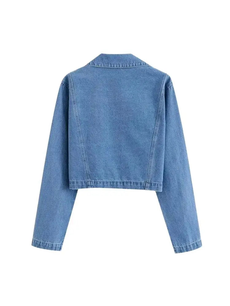 T-line Denim shirt, Pockets for Women, Lapel Collar, Long Sleeve, Blouses , Shirts, jeans (2 weeks delivery)