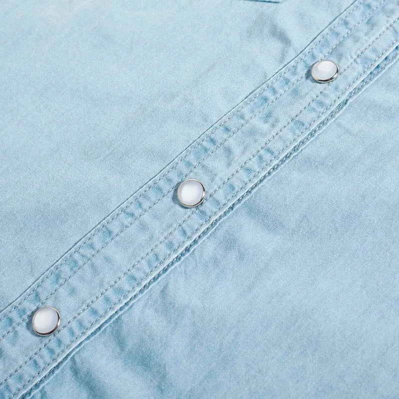 T-line Denim Shirts & Blouses Women, Long Sleeve, Top,  Single Buttons, Tops Shirts, With Pockets (2 weeks delivery)