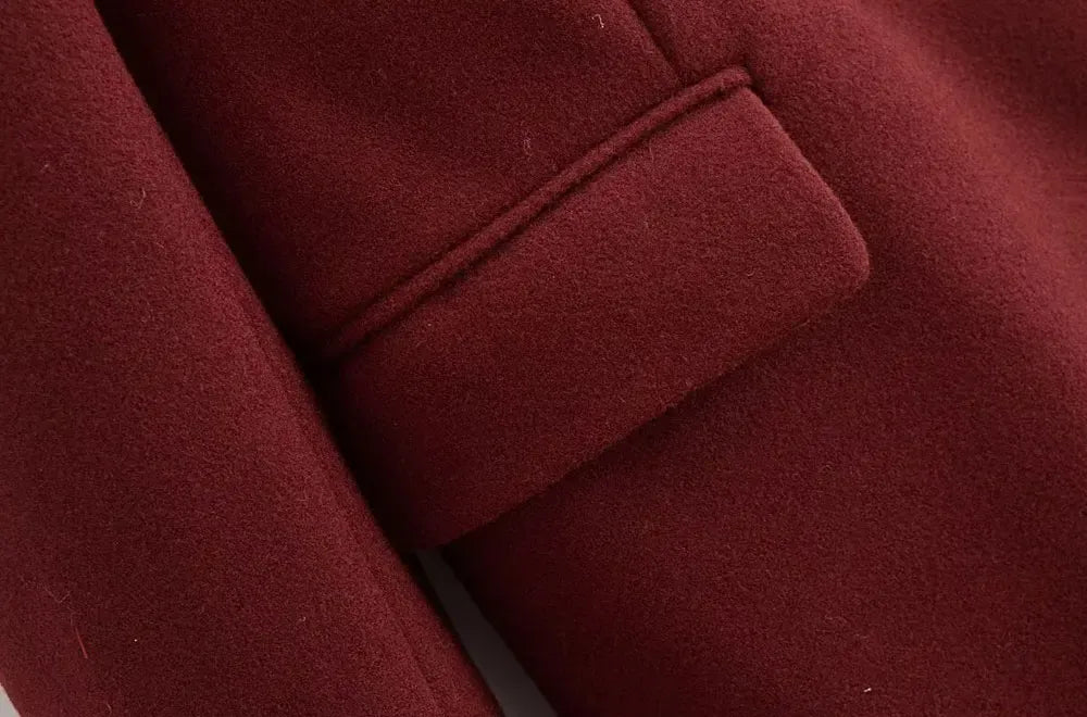 T-line Double Breasted Woolen Coat for Women, Long Sleeve, Flap Pockets,Outerwear, Overcoat(2 weeks delivery)