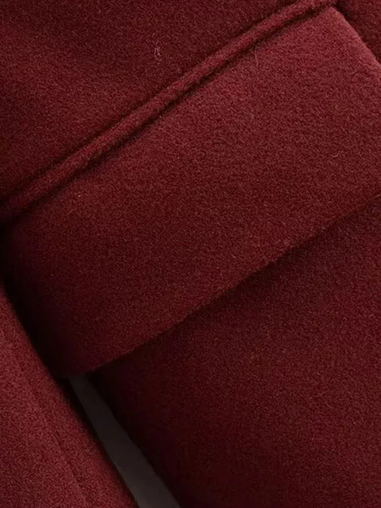 T-line Double Breasted Woolen Coat for Women, Long Sleeve, Flap Pockets,Outerwear, Overcoat(2 weeks delivery)