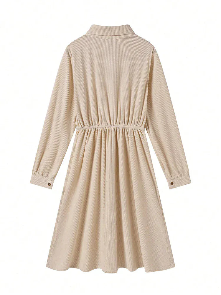 T-line Dresses , Shirt Dress, Solid Long Dresses, With Sleeves,  Women's Dresses (2 weeks delivery)