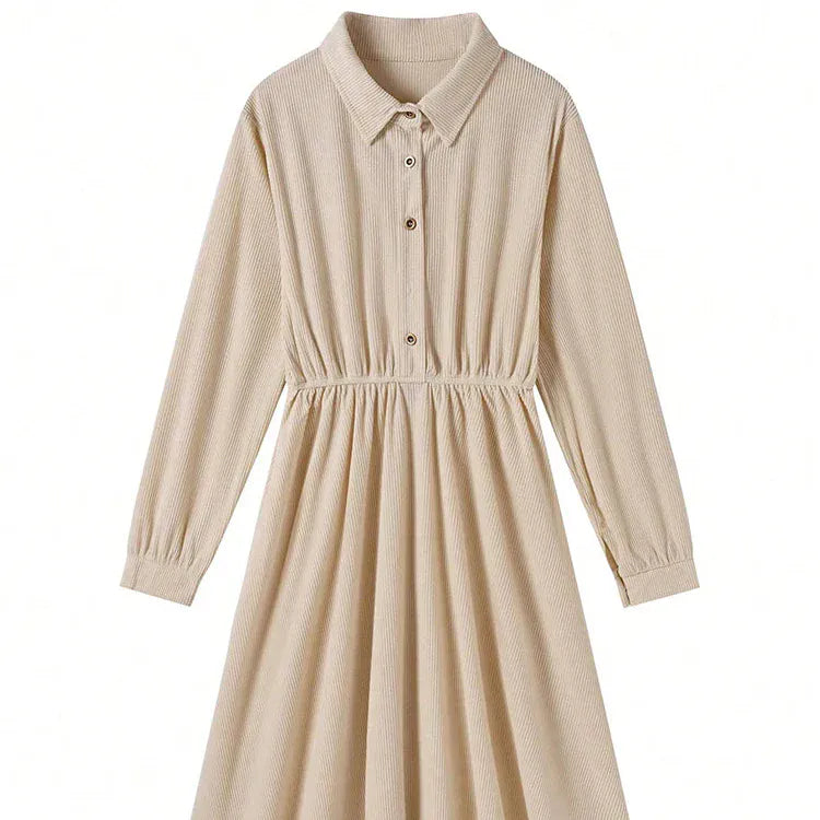 T-line Dresses , Shirt Dress, Solid Long Dresses, With Sleeves,  Women's Dresses (2 weeks delivery)