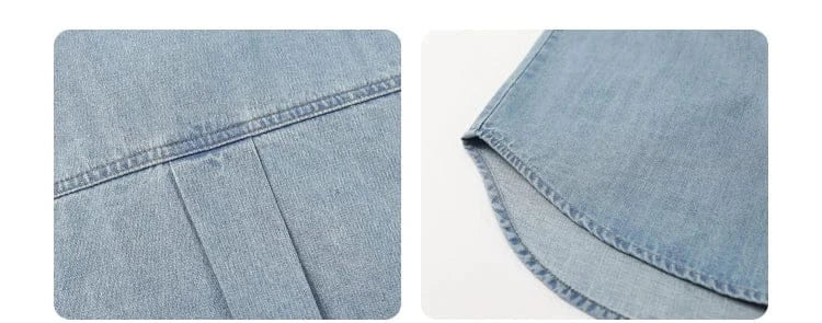 T-line Female Blouses, Loose Single, Breasted,  Denim Shirt,  Blue Shirt for Women, Spring / Autumn  (2 weeks delivery)