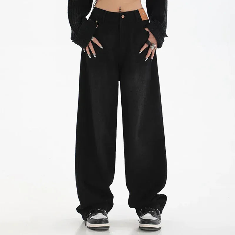 T-line Female  High Waist Jeans, Women  Straight Leg,  Baggy , Denim, Trousers, Long Pants (2 weeks delivery)